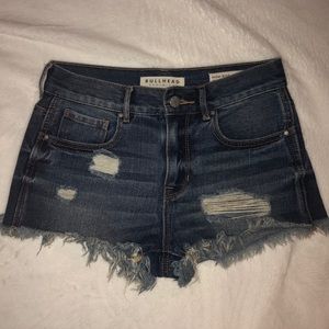 Distressed Medium Wash Denim Shorts